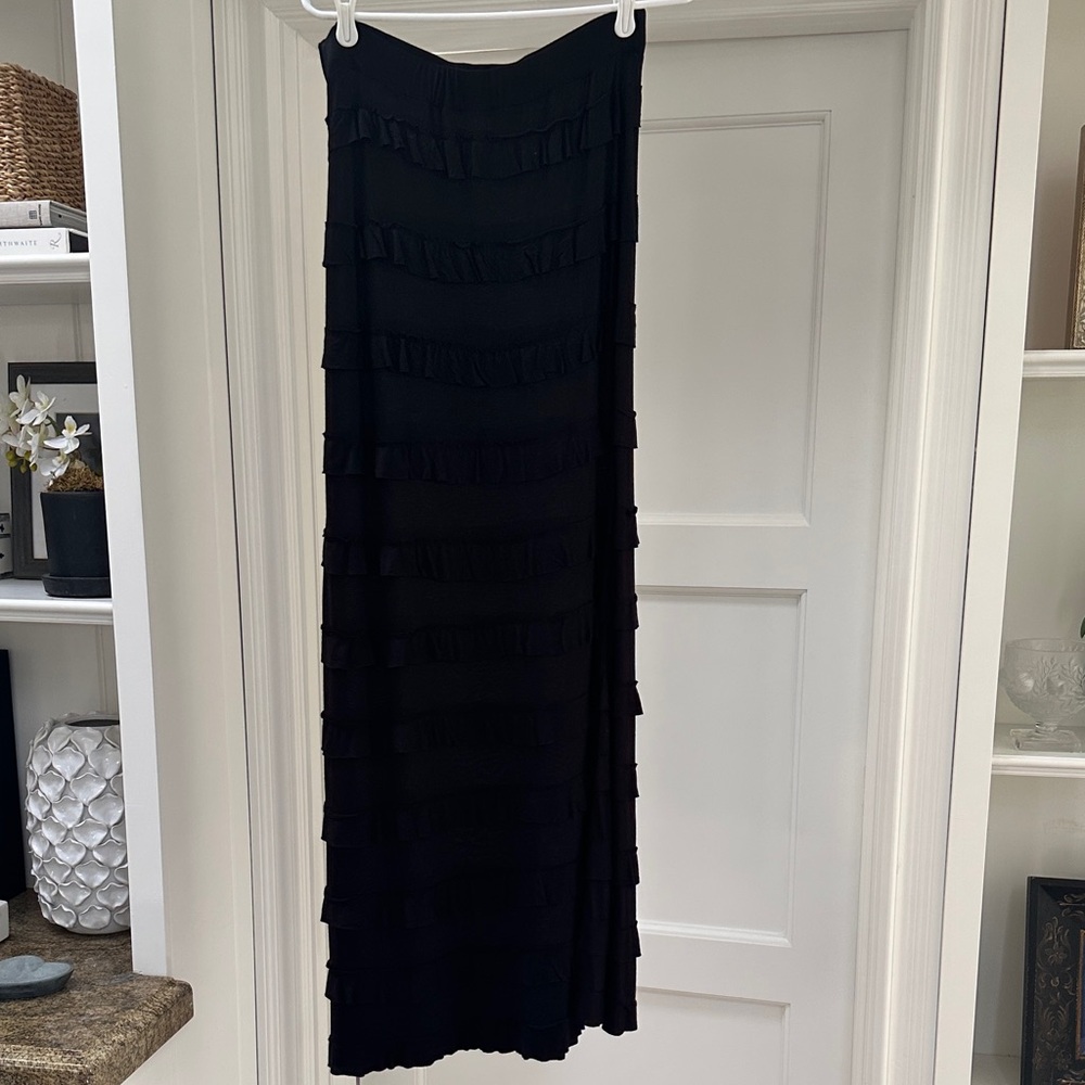 Elegant Black ruffle Tiered Skirt